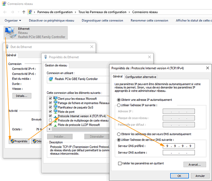 Paramétrage du DNS sous Windows